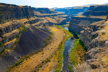 Famous Palouse Falls at State Park Vibrant Sunset