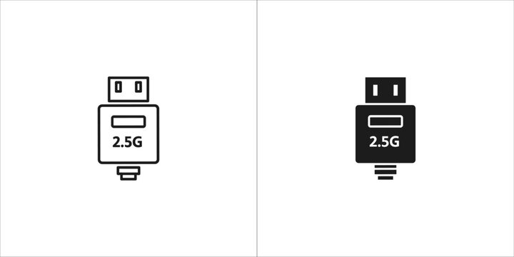 Two icons of a 25g adapter, one outlined and one filled