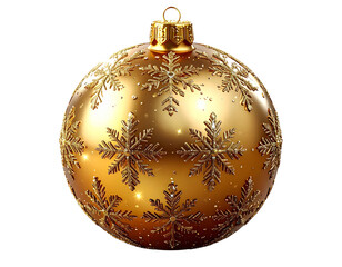 2025 Golden Christmas Bauble   Sparkling Snowflakes PNG