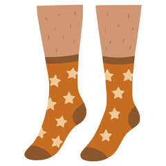 Male legs using sock fashion flat color vector illustration template design