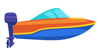 Motorboat speedboat water transportation flat color vector illustration template design