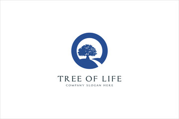 Root Leaf Family Tree of Life Oak Banyan Maple Stamp Seal Emblem Label logo design vector