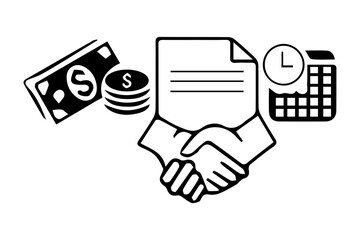 silhouette of hand shaking agreement trust time security