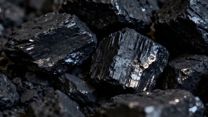 Close-up of Shiny Black Coal Texture for Energy and Industry