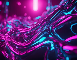 Colorful abstract waves of light and reflection create a mesmerizing scene in a digital art display Generative AI