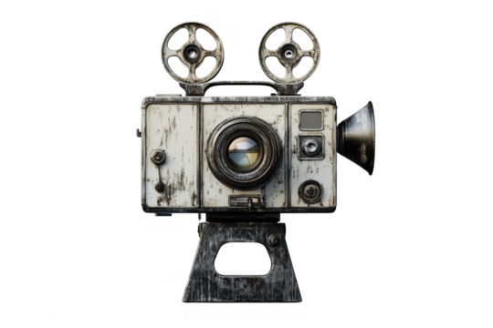 Old film camera with reels isolated on a transparent background - Powered by Adobe