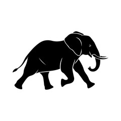 Running Elephant Silhouette Vector Art
