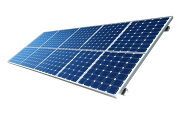 Blue solar panels on black background isolated on a transparent background