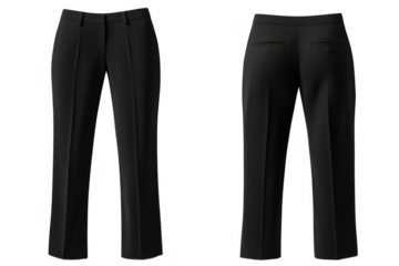 Tailored black trousers isolated on a transparent background