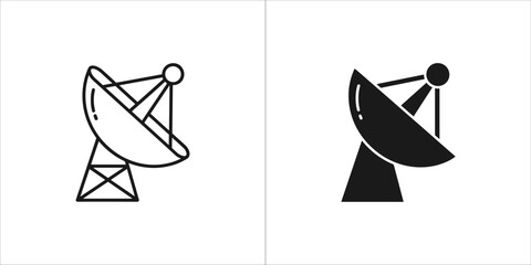 Satellite dish icon in outline and solid style