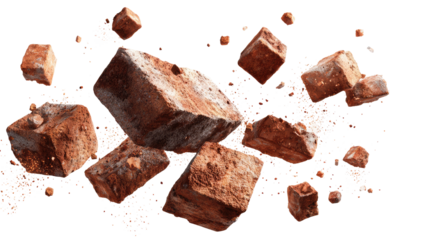 Floating Bricks and Small Pieces of Bricks isolated on transparent background Remove png, Clipping Path, pen tool