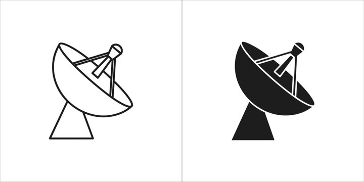 Satellite dish icon, communication technology, broadcasting and receiving signals