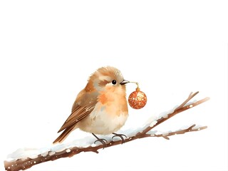 オーナメントを持つ鳥