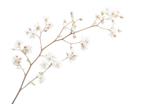 Delicate white flowers on branch isolated on a transparent background - Powered by Adobe