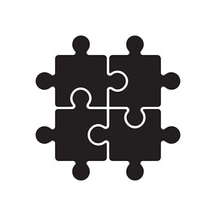 Obraz premium Four puzzle pieces are connected to form a square, symbolizing unity, teamwork, and problemsolving