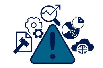  icons representing risk management, analysis in a business