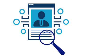 Icon representing a user profile search smart hiring job 