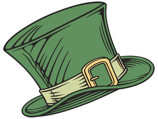 St Patrick's Day green leprechaun hat white background, leprechaun tophat happy saint patricks day card