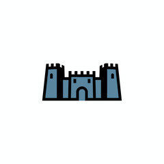 Naklejka premium A simplified, stylized illustration of a medieval castle with crenellations and arched doorway