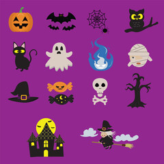 Cute halloween icon vector assets