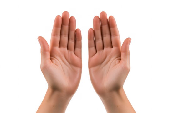 Open palms facing forward isolated on a transparent background