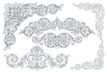 Vintage Baroque Victorian frame border flower pattern vector floral engraved scroll ornament leaf retro decorative design. filigree calligraphic heraldic shield swirl