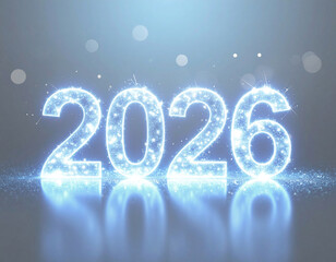 Frozen numbers winter new year concept, sparkling ice digits 2026 in snowy landscape, symbolizing fresh beginnings and seasonal celebrations.