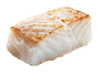 Grilled cod fillet seafood dish restaurant gourmet cuisine isolated on transparent background
