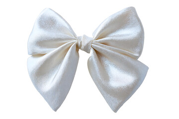 Color white bow Tie isolated on cutout PNG or transparent background. Decorate neck area. Various celebration. Gentleman Mockup, Design Template. Bow tie Man. Mens Fashion.