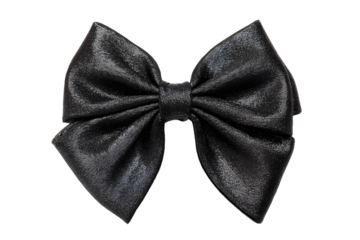 Color black bow Tie isolated on cutout PNG or transparent background. Decorate neck area. Various celebration. Gentleman Mockup, Design Template. Bow tie Man. Mens Fashion.