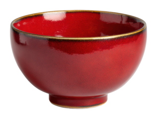 Crafting beautiful red bowl product isolated on transparent background