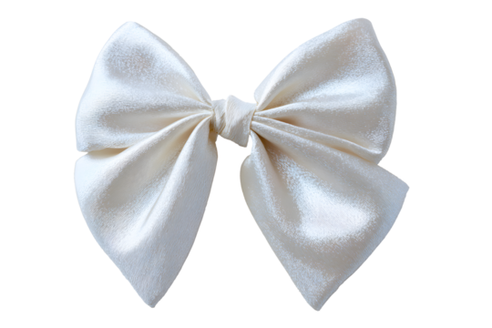 Color white bow Tie isolated on cutout PNG or transparent background. Decorate neck area. Various celebration. Gentleman Mockup, Design Template. Bow tie Man. Mens Fashion.