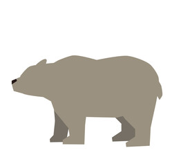 シンプルな横向きの熊のシルエット風イラスト素材