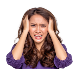 Coping with stress and anxiety emotional expression isolated on transparent background