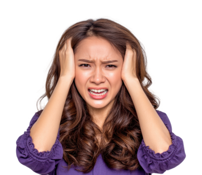 Coping with stress and anxiety emotional expression isolated on transparent background