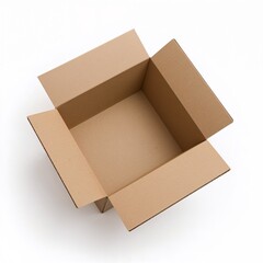 Empty cardboard box viewed from above on white background  