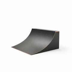 Modern black skate ramp in minimalist design on white background  