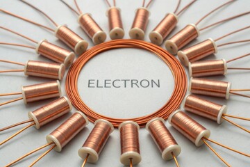 Circular Arrangement of Copper Wires with Electron Text Centered
