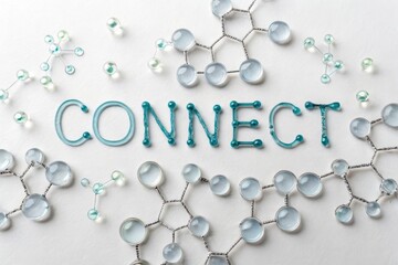 Creative Connection Concept with Colorful Beads and Molecule Structure