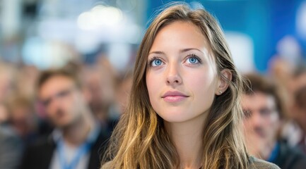 Young professional women engage in thoughtful conversation at a modern corporate event, showcasing diversity and innovation in today’s business culture.