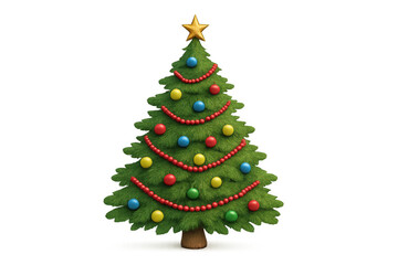 Fototapeta premium Christmas tree decorating for holiday season celebrations with star and colorful ball ornaments, transparent background