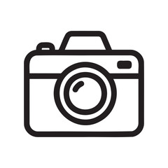 Simple line icon of a camera, representing photography, equipment, and technology
