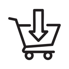 Shopping cart icon with an arrow pointing down into it