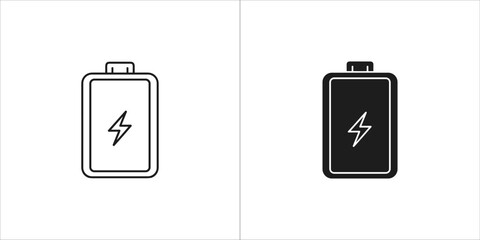 Battery charge black and white icon, vector illustration