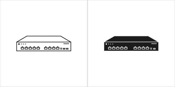 Network switch icon in black and white style