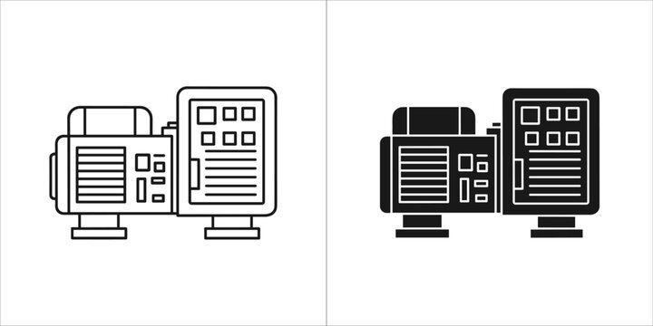 Diesel generator icon in black and white style