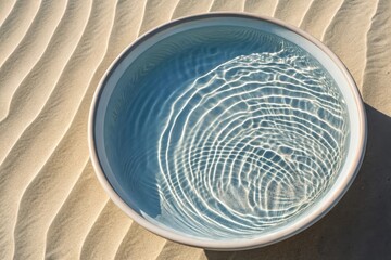 Serene Circular Pool on Soft Sandy Surface with Gentle Water Ripples
