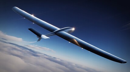 Soaring Heights: A sleek, modern glider ascends gracefully, cutting through the vast expanse of the sky. This image evokes a sense of freedom, adventure, and the marvels of aviation.