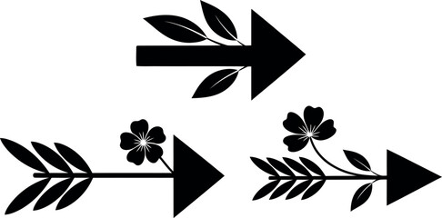 Whimsical arrow designs with floral elements and leaf accents