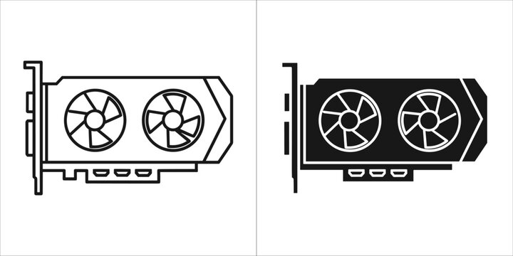 Graphics card vector icon, computer electronic component